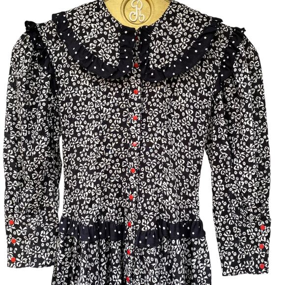 Vintage Bernadette's Biscotti Dress Young Girls Black White and Red 8 - Picture 2 of 7